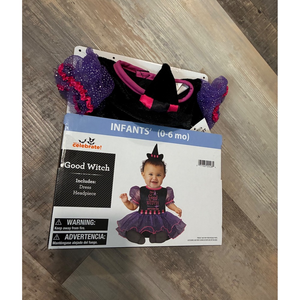 Way to Celebrate Infant Good Witch Halloween Costume Dress Hat 0-6 Months NEW